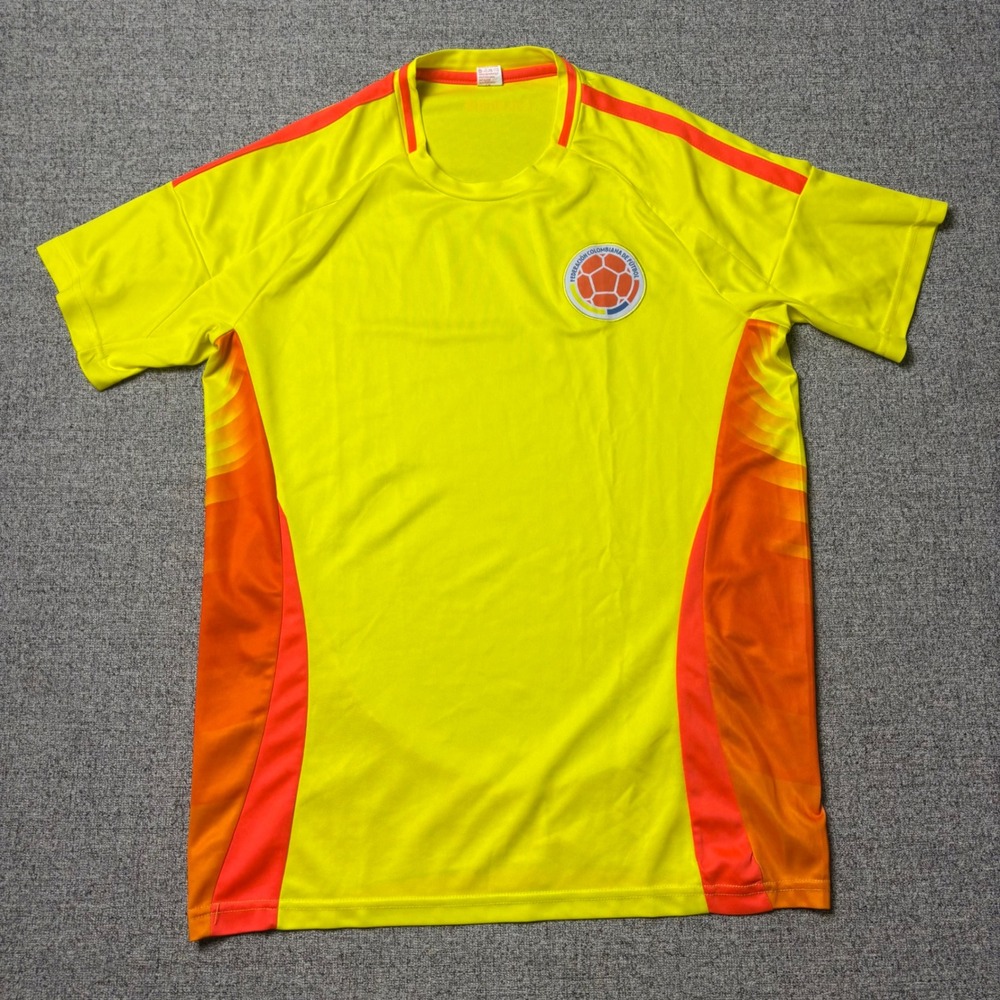 Colombia Soccer Jersey Mens Medium Yellow Orange FCF League Fire Shirt